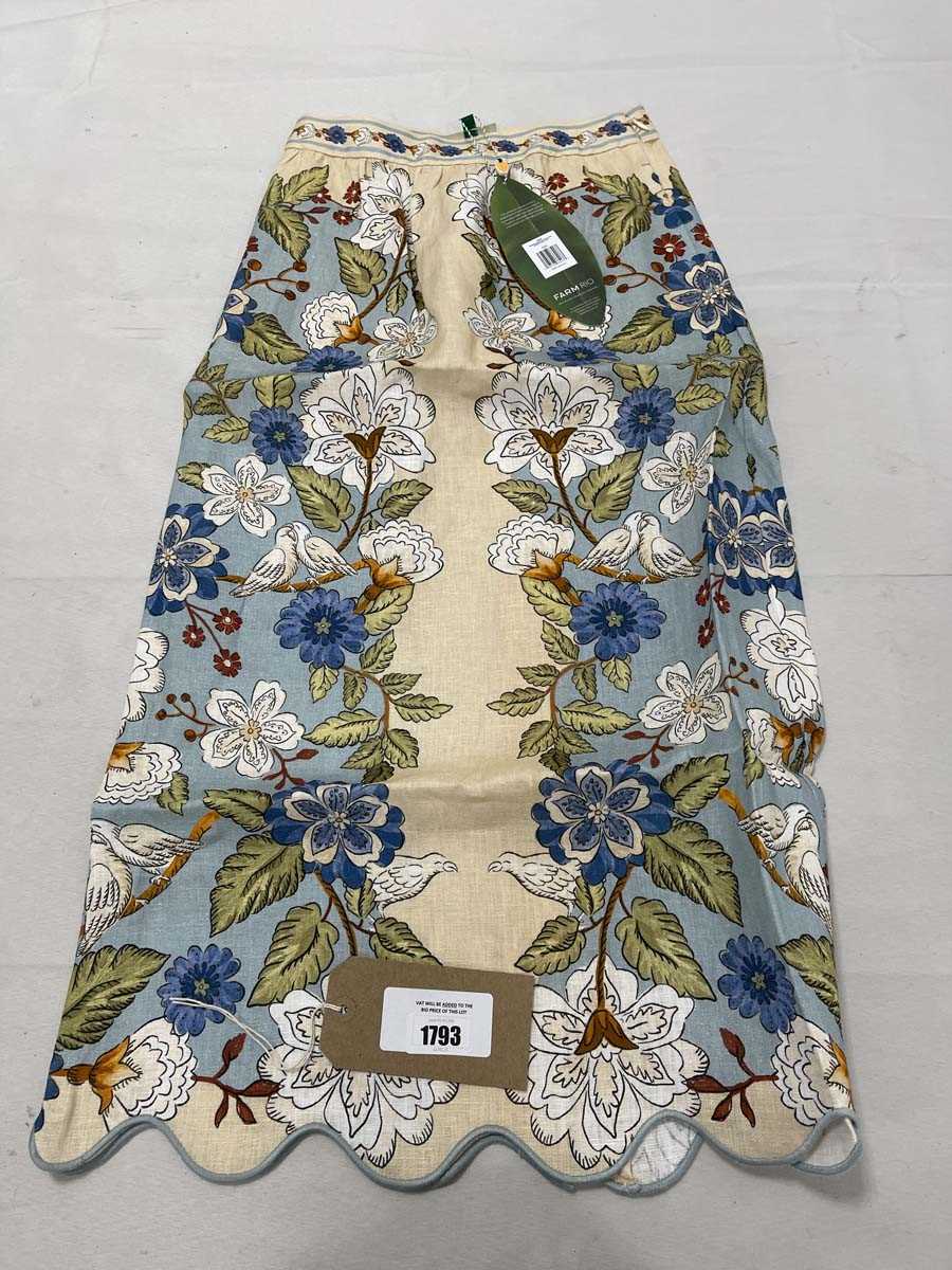 Lot Farm Rio garden scarf blue midi skirt size XS