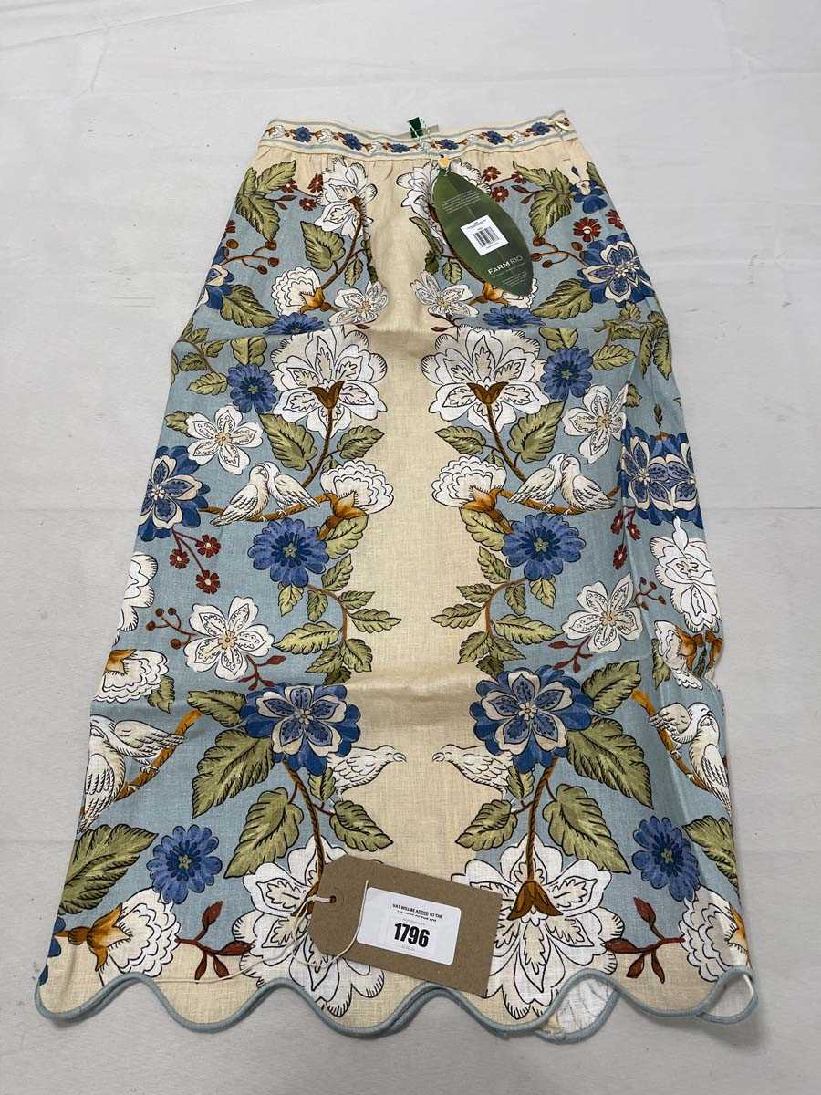 Lot Farm Rio garden scarf blue midi skirt size M