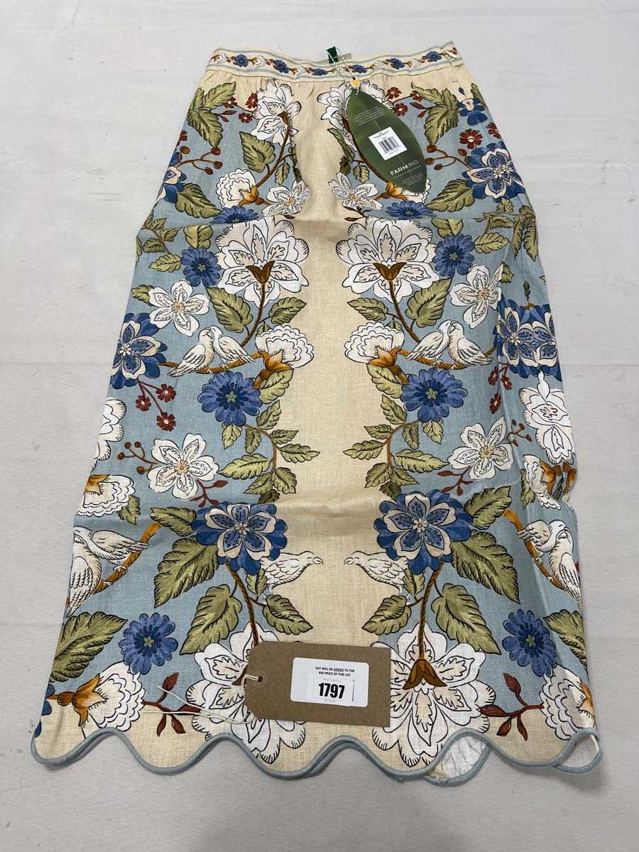 Lot Farm Rio garden scarf blue midi skirt size L