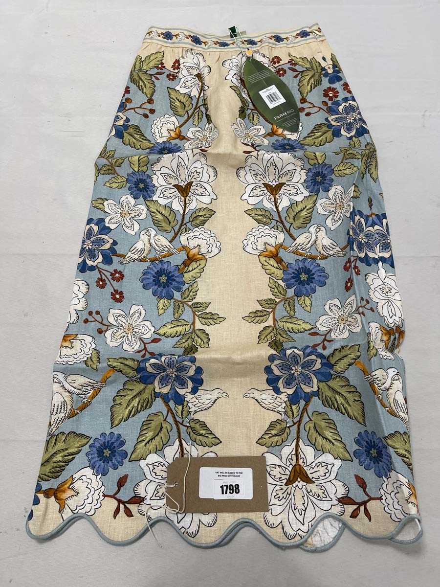 Lot Farm Rio garden scarf blue midi skirt size L