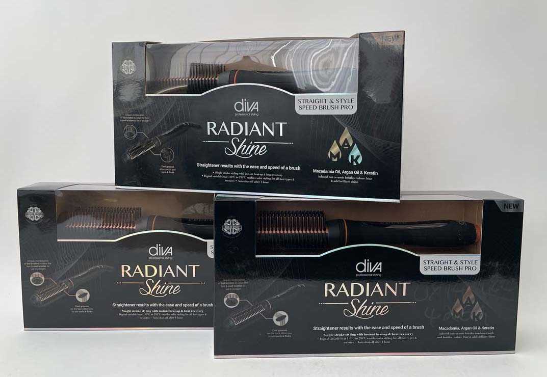 Lot 3x Diva Radiant Shine Hair Straightening Brush