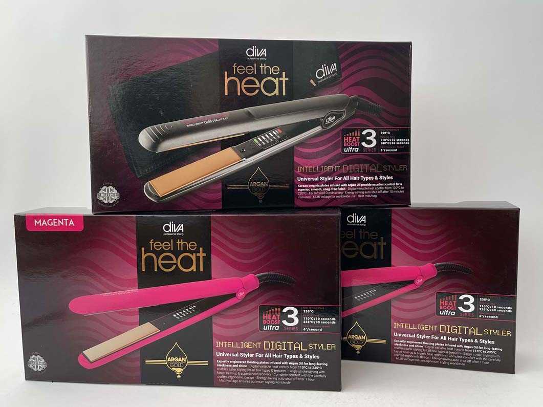 Lot 3x Diva Feel The Heat Hair Straighteners, (2...