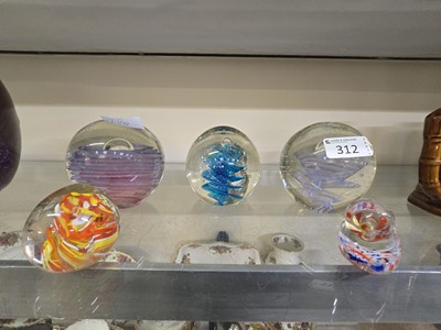 Lot 312 - Five glass paperweights