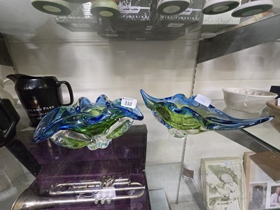 Lot 338 - Two mid-20th century Czech art glass bowls...