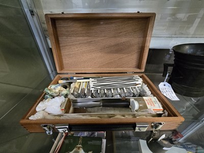 Lot 351 - A modern artists box with contents of paint,...