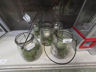 Lot 380 - Five glass terrarium/ tealight holders
