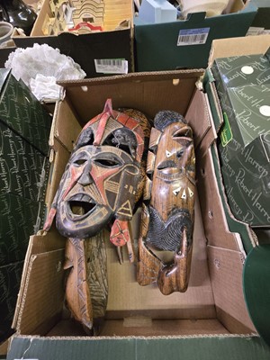 Lot 431 - A tray of nine carved wooden and eastern style...