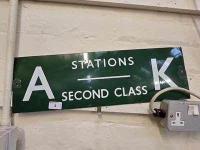 Lot 4 - Green enamelled railway sign reading stations...
