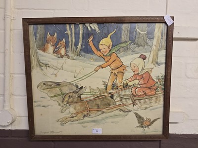 Lot 6 - Framed and glazed print of comical sledge...