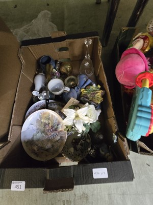 Lot 451 - A tray of mostly ceramic ware to include wall...