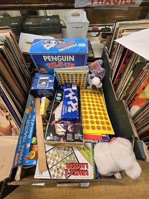 Lot 469 - A tray of toys and games to include dominoes,...
