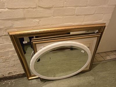 Lot 13 - 2 mirrors along with gilt framed print of...