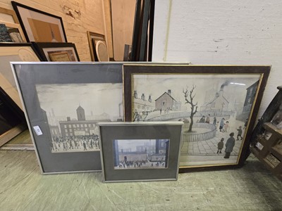 Lot 16 - 3 framed and glazed LS Lowry prints of town...