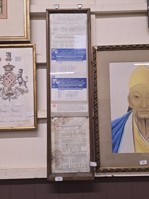 Lot 54 - A framed and glazed London bus timetable