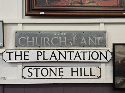 Lot 63 - Two cast metal road signs 'Stone Hill' and...