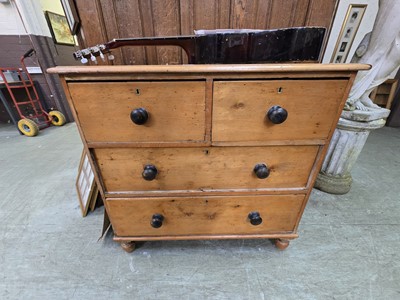 Lot 24 - Early 20th Century waxed pine chest 2 short...