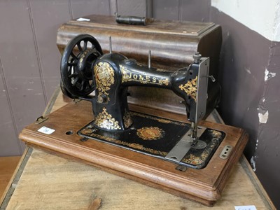 Lot 76 - A cased Jones manual sewing machine