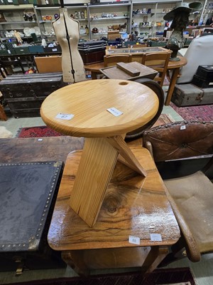 Lot 87 - A folding waxed pine stool