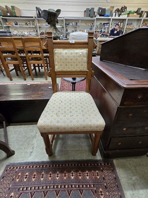 Lot 90 - An oak framed Pugin style dining chair with...