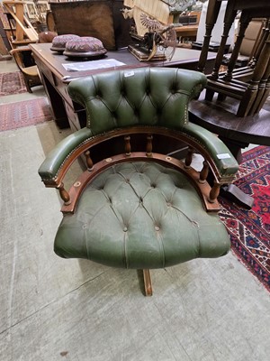 Lot 94 - A reproduction green leatherette upholstered...
