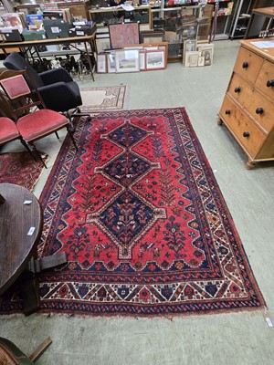 Lot 95 - An Eastern style rectangular blue and red...