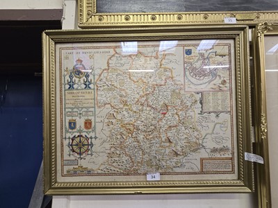 Lot 34 - Framed and glazed vintage map of Shropshire