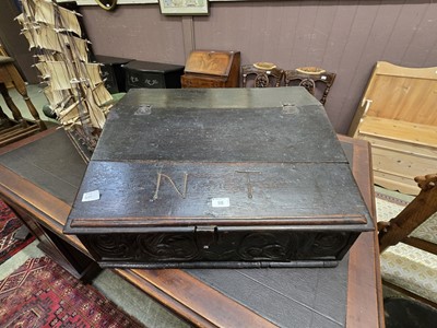 Lot 98 - A 19th century carved oak bible box with...