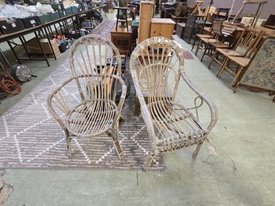 Lot 112 - Two distressed bamboo and wicker conservatory...