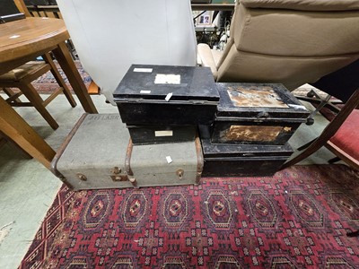 Lot 124 - A fibre and oak banded travelling trunk along...