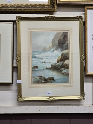 Lot 49 - Gilt framed and glazed watercolour of waves...