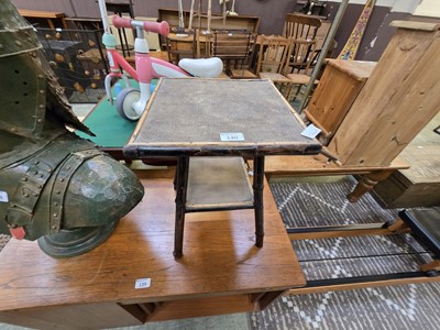 Lot 140 - A stained bamboo square top two tier...