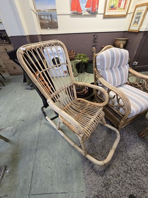 Lot 143 - A bamboo and wicker conservatory rocking chair