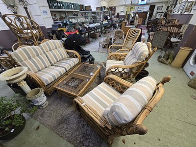 Lot 152 - A bamboo and wicker conservatory suite...