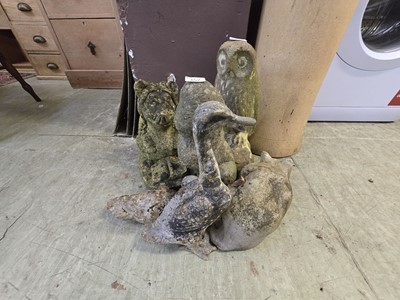 Lot 157 - Six garden stoneware ornaments in the form of...