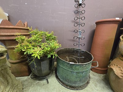 Lot 164 - A large green metalwork garden basin along...