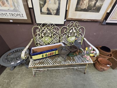 Lot 171 - A weathered white painted metalwork folding...