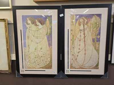 Lot 176 - A pair of framed and glaze Art Deco style...