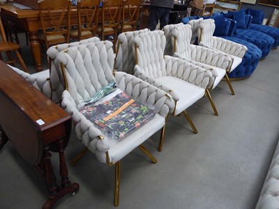 Lot 5148 - 8 suede effect swivel chairs with woven detail