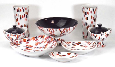 Lot 111 - A set of Italian polka-dot pottery, numbered...