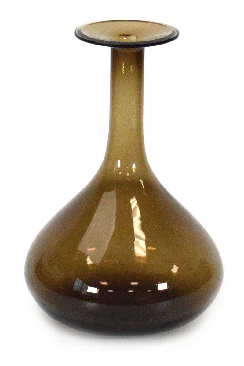 Lot 62 - A Holmegaard smoked brown glass vase of carafe...
