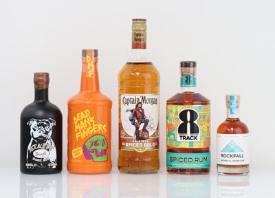 Lot 64 - 5 various bottles of Rum, 1x 8 Track Spiced...