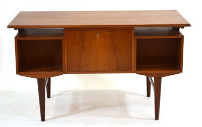 Lot 41 - A 1960's Danish teak and crossbanded desk, the...