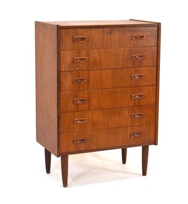 Lot 122 - A 1960's Danish teak chest of six drawers on...