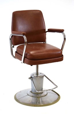 Lot 185 - A 1980's chromed and brown vinyl barber's...