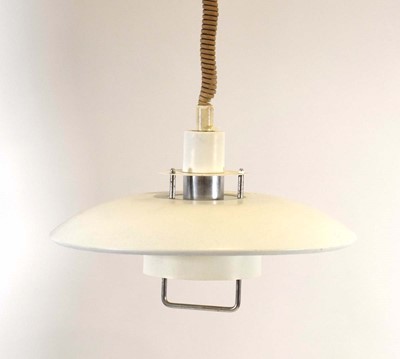 Lot 165 - A Danish white enamelled pull-down ceiling light