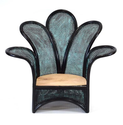 Lot 92 - A 1980's black-painted bamboo and rattan...