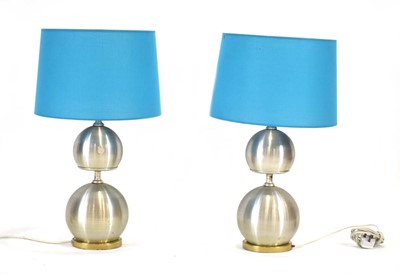 Lot 95 - A pair of 1970's spun aluminium table lamps of...