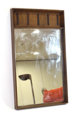 Lot 98 - A 1970's beech framed wall mirror with stained...